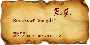 Roszkopf Gergő névjegykártya